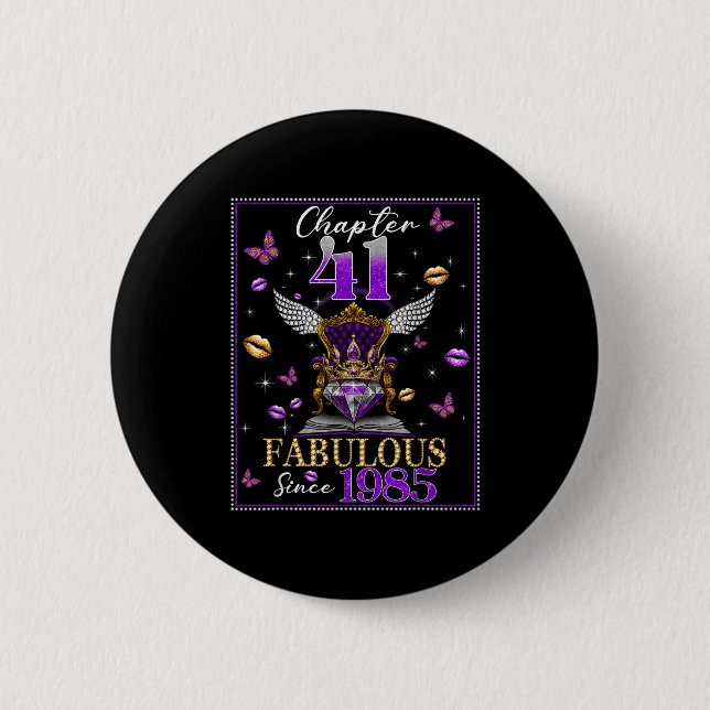 Chapa Redonda De 5 Cm Chapter 41 Fabulous Since 1985 41st Birthday Women (Anverso)