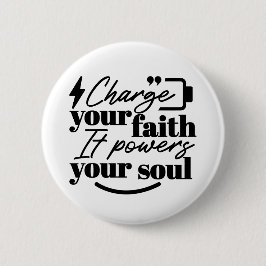 Chapa Redonda De 5 Cm Charge Your Faith – Christian Inspirational Quote
