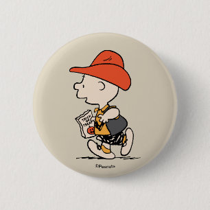 Chapa Redonda De 5 Cm Charlie Brown vaquero Halloween