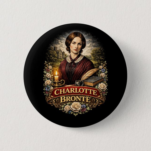 Chapa Redonda De 5 Cm Charlotte Brontë (Anverso)