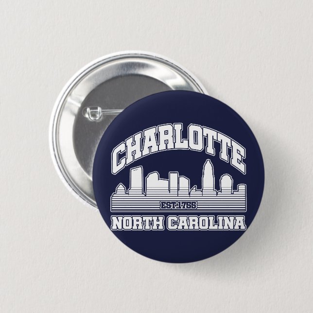 Chapa Redonda De 5 Cm Charlotte, Carolina del Norte (Anverso y reverso)