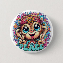 Chapa Redonda De 5 Cm "Charming Peace Monkey" Button