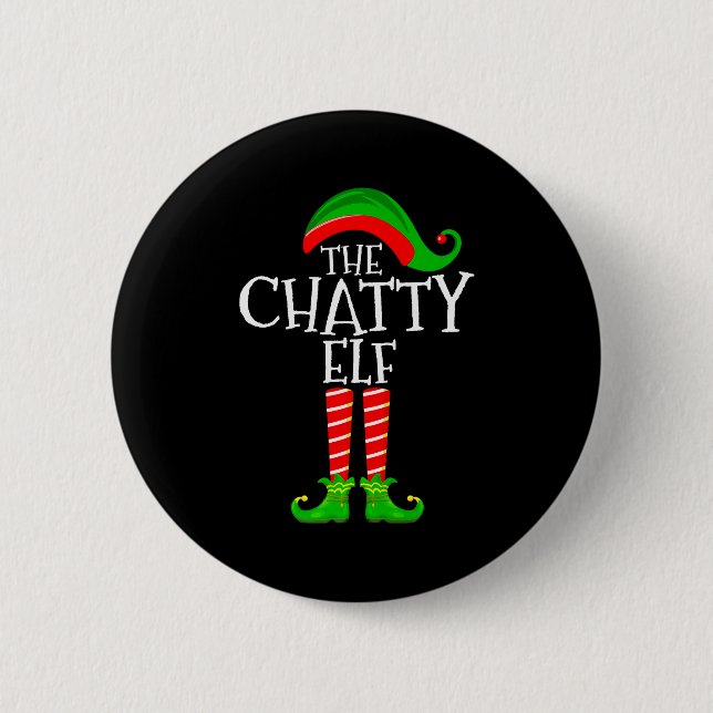 Chapa Redonda De 5 Cm Chatty Elf Funny Matching Family Group Christmas P (Anverso)