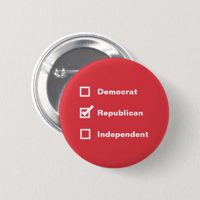 Chapa Redonda De 5 Cm Check Mark Voter Democrat Republican Independent (Anverso y reverso)