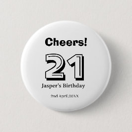 Chapa Redonda De 5 Cm Cheers 21 birthday bold letter name boy man gifts 