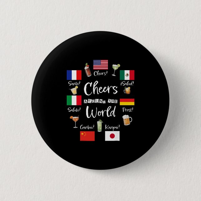 Chapa Redonda De 5 Cm Cheers Around The World Vacation Drinking Funny Dr (Anverso)