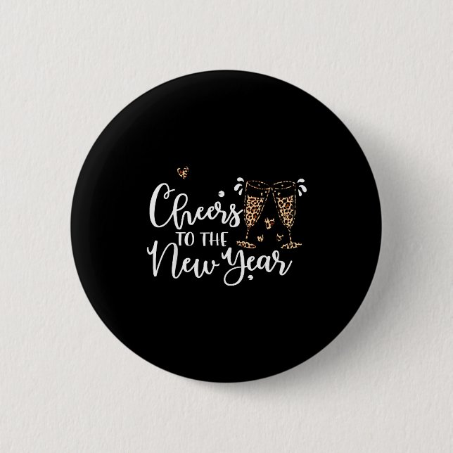 Chapa Redonda De 5 Cm Cheers To The New Year 2026 Leopard Champagne Happ (Anverso)