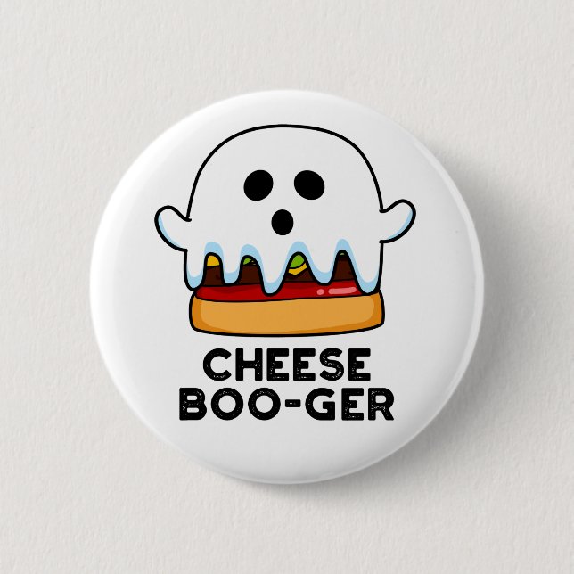 Chapa Redonda De 5 Cm Cheese Boo-ger Funny Ghost Cheeseburger Pun (Anverso)