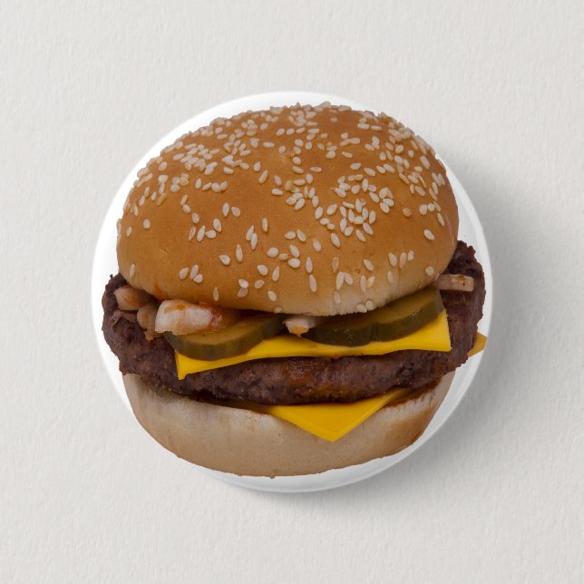 Chapa Redonda De 5 Cm Cheeseburger En Sesame Seed Bun (Anverso)