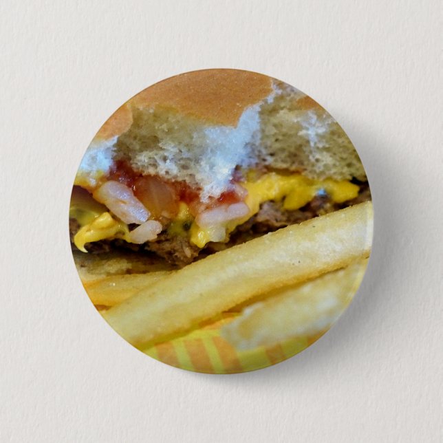 Chapa Redonda De 5 Cm Cheeseburger y Fries (Anverso)