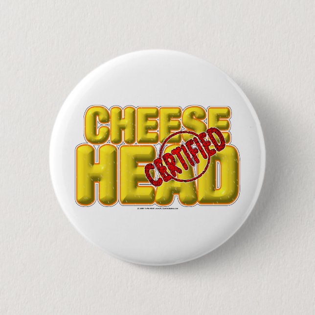 Chapa Redonda De 5 Cm CheeseHead certificado (Anverso)