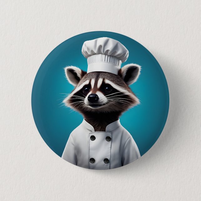Chapa Redonda De 5 Cm Chef Raccoon (Anverso)
