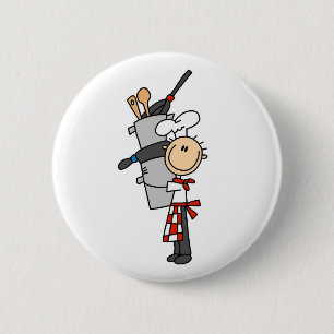 Chapa Redonda De 5 Cm Chef With Pots and Pans