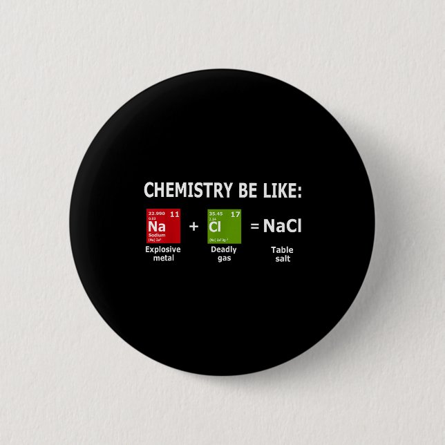 Chapa Redonda De 5 Cm Chemistry Be Like Nacl  (Anverso)