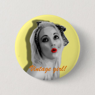 Chapa Redonda De 5 Cm Cherrie Au Lait Retro Pinup Chica Vintage Badge