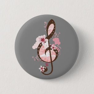 Chapa Redonda De 5 Cm Cherry Blossom Music