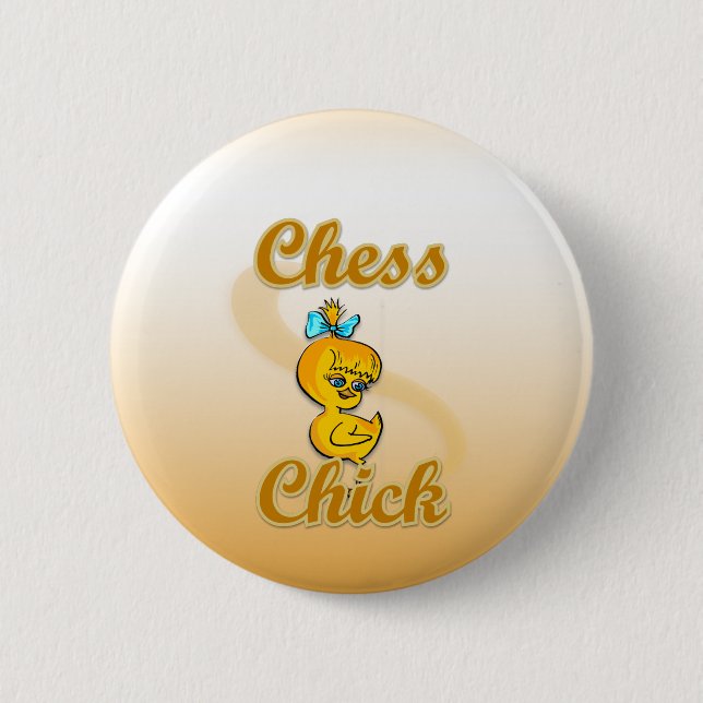Chapa Redonda De 5 Cm Chess Chick (Anverso)