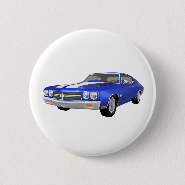 Chapa Redonda De 5 Cm Chevelle 1970 SS: Final azul: (Anverso)