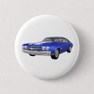 Chapa Redonda De 5 Cm Chevelle 1970 SS: Final azul:
