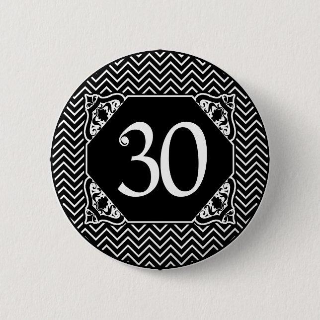 Chapa Redonda De 5 Cm Chevron 30.º cumpleaños (Anverso)