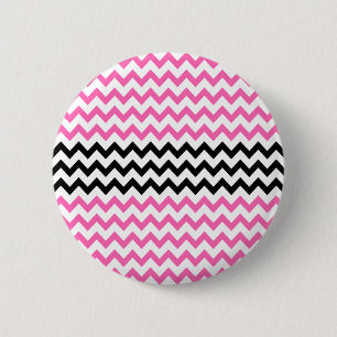 Chapa Redonda De 5 Cm Chevron negro y rosa caliente por Shirley Taylor