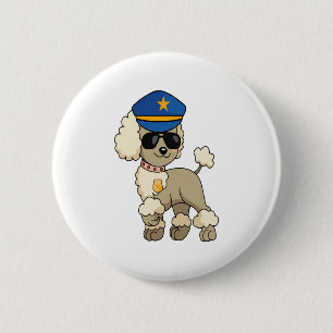 Chapa Redonda De 5 Cm Chibi Anime Policía Poodle Dog