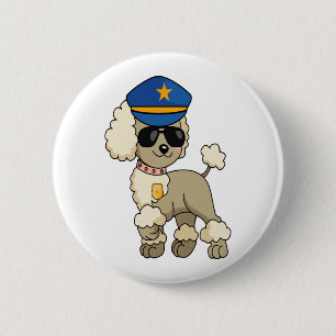 Chapa Redonda De 5 Cm Chibi Anime Policía Poodle Dog