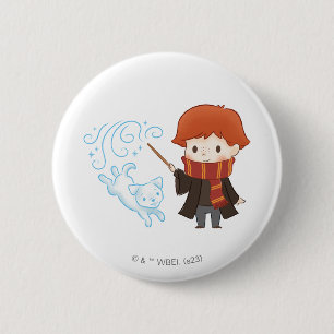 Chapa Redonda De 5 Cm Chibi Ron Weasley Patronus