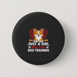 Chapa Redonda De 5 Cm Chica ama el entrenamiento de perros Corgi