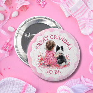 Chapa Redonda De 5 Cm Chica bebé y su perro Gran abuela Baby Shower