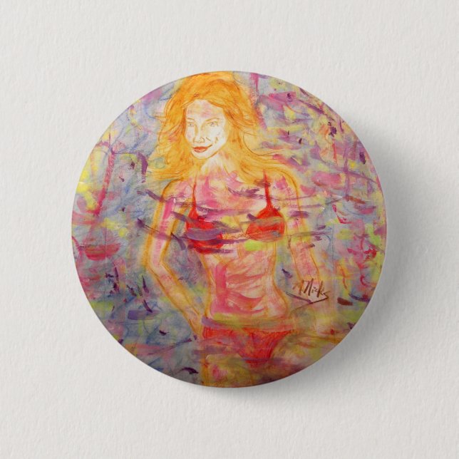 Chapa Redonda De 5 Cm chica bikini (Anverso)