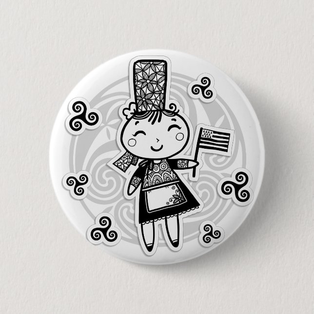 Chapa Redonda De 5 Cm Chica bretón (Anverso)