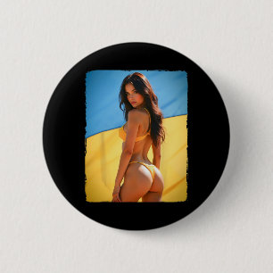 Chapa Redonda De 5 Cm Chica Bybe Caliente - Chica Morena en Bikini Con B