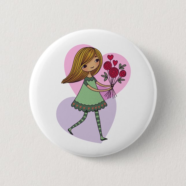 Chapa Redonda De 5 Cm Chica Con Flores (Anverso)