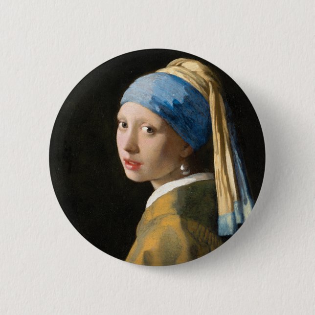Chapa Redonda De 5 Cm Chica con Pearl Earring de Johannes Vermeer (Anverso)