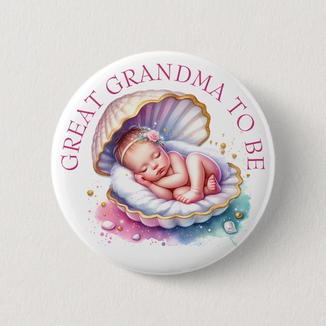 Chapa Redonda De 5 Cm Chica costero Baby Shower Gran Abuela para ser (Anverso)