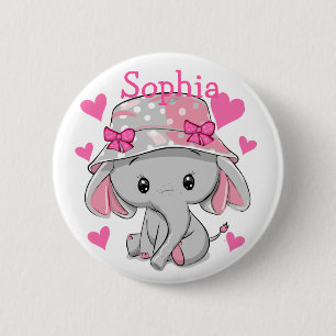 Chapa Redonda De 5 Cm Chica Cute Baby Elephant