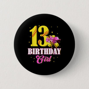 Chapa Redonda De 5 Cm Chica de 13 años Cumpleaños Coquette Lazo Suave 10