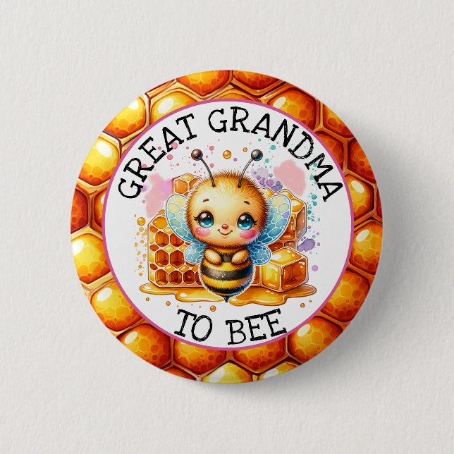 Chapa Redonda De 5 Cm Chica de abejas Baby Shower Gran Abuela para ser (Anverso)