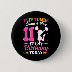 Chapa Redonda De 5 Cm Chica de animadoras cumpleaños 11 Cheerleading 11 