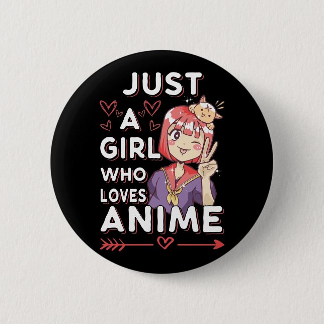 Chapa Redonda De 5 Cm Chica de Anime Fan Otaku (Anverso)