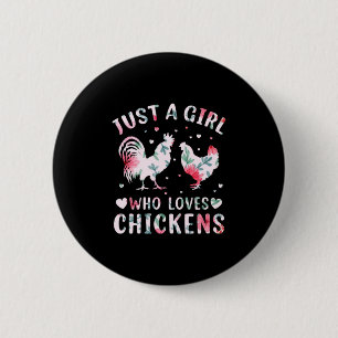 Chapa Redonda De 5 Cm Chica de arte de pollo que ama a los pollos