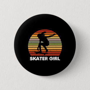 Chapa Redonda De 5 Cm Chica de Arte Genial Skater Patinando Patineta Ska