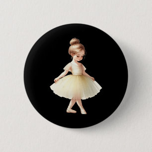 Chapa Redonda De 5 Cm Chica de ballet amarillo bailando acuarela