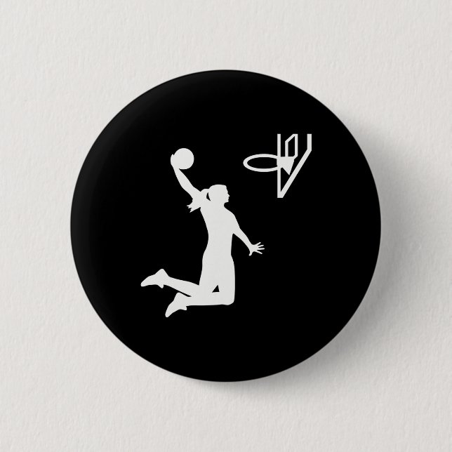 Chapa Redonda De 5 Cm Chica de baloncesto (Anverso)