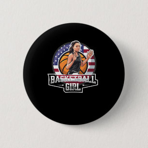 Chapa Redonda De 5 Cm Chica De Baloncesto Usa