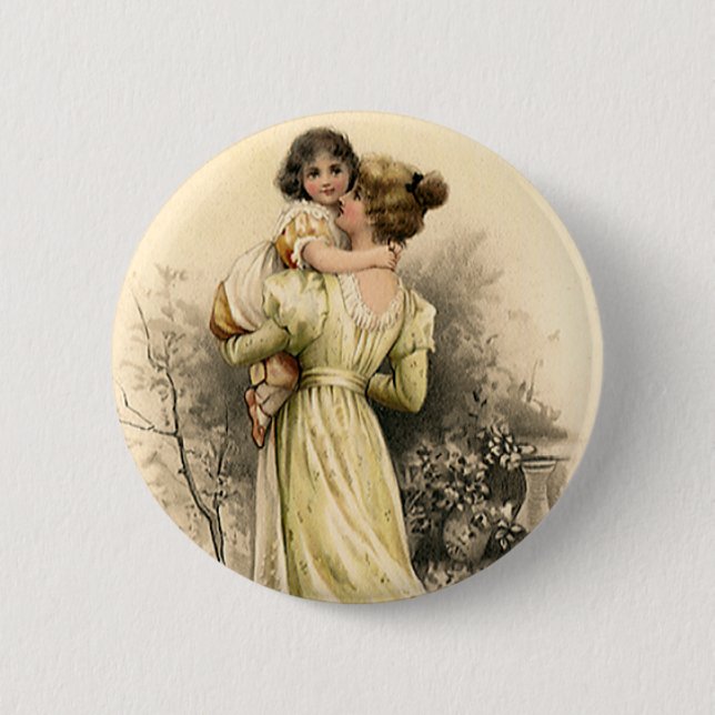 Chapa Redonda De 5 Cm Chica de bebé de madre victoriana de época (Anverso)