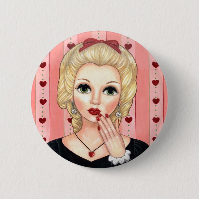 Chapa Redonda De 5 Cm Chica de collar cardíaco Cabeza rubia asa labios l (Anverso)