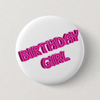 Chapa Redonda De 5 Cm Chica de cumpleaños Imagen de texto rosa