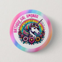 Chica de cumpleaños personalizado de Unicornio y A